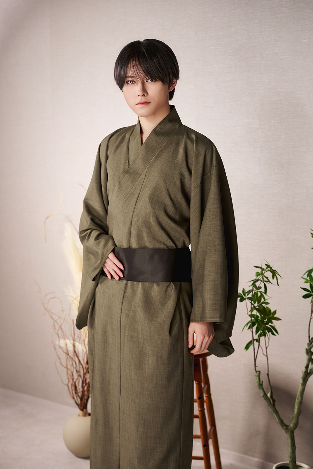 [New] コスプレ 和装 セレクト着物 着物 ユニセックス フリーサイズ 鼠茶/紺/炭黒 【クリアストーン】