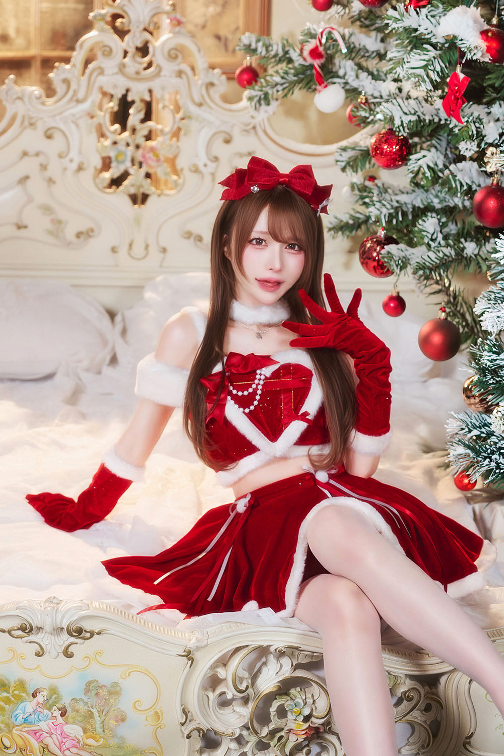 [New] コスプレ クリスマス ルミパピエ プレゼントハートサンタ レディース フリーサイズ レッド 【クリアストーン