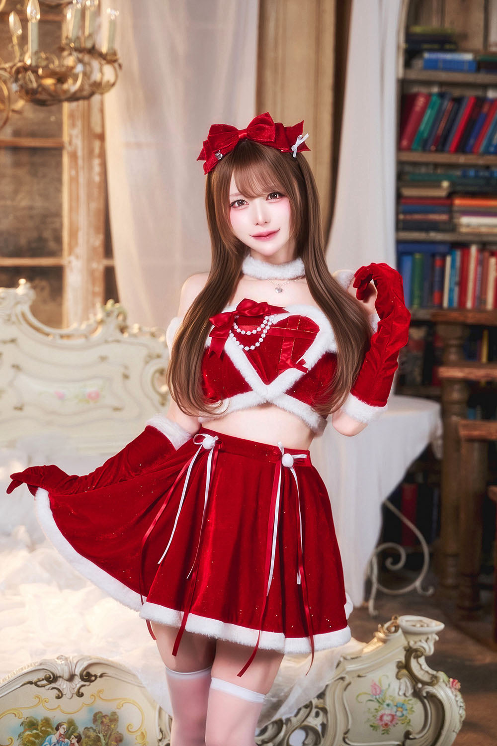 [New] コスプレ クリスマス ルミパピエ プレゼントハートサンタ レディース フリーサイズ レッド 【クリアストーン