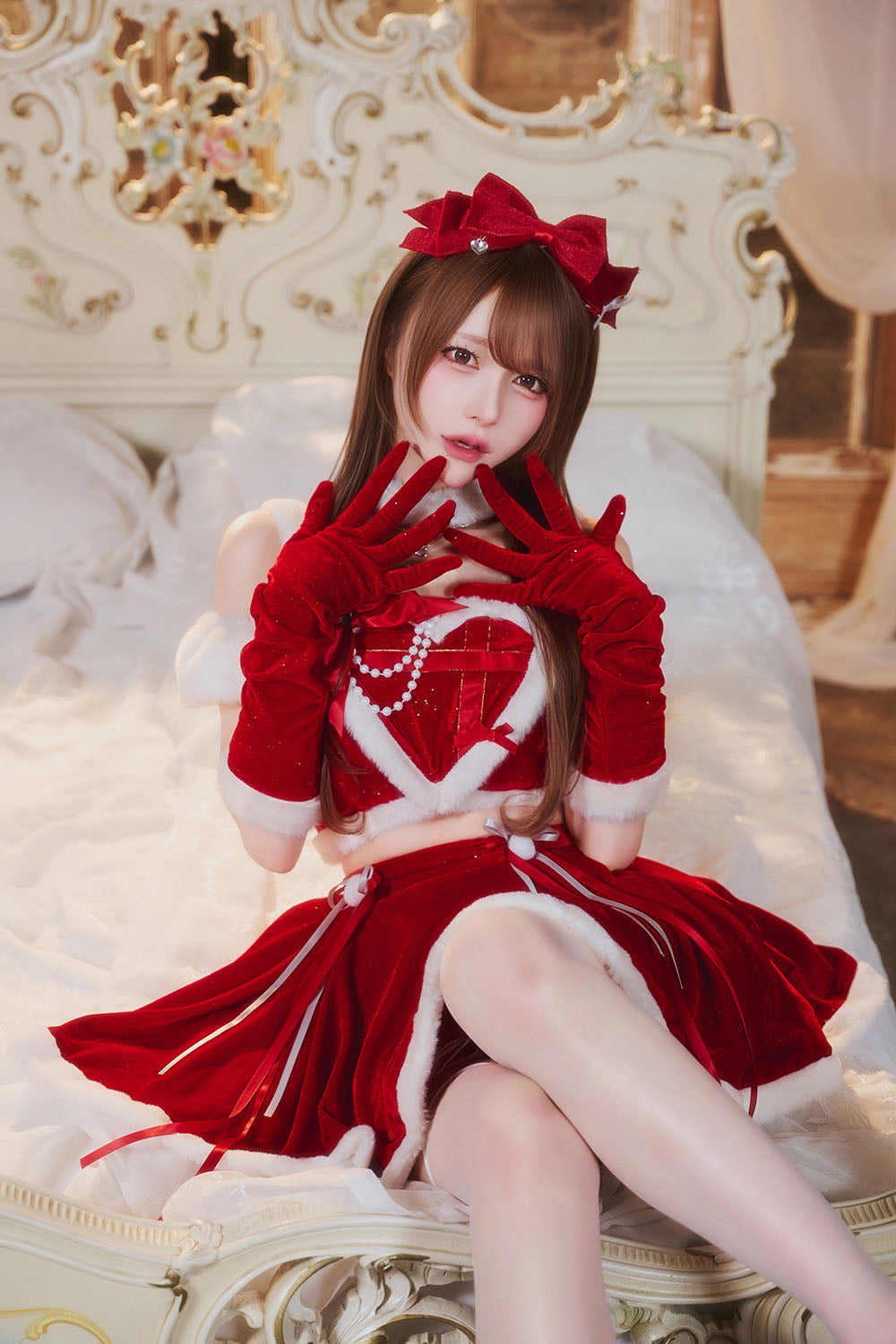 [New] コスプレ クリスマス ルミパピエ プレゼントハートサンタ レディース フリーサイズ レッド 【クリアストーン