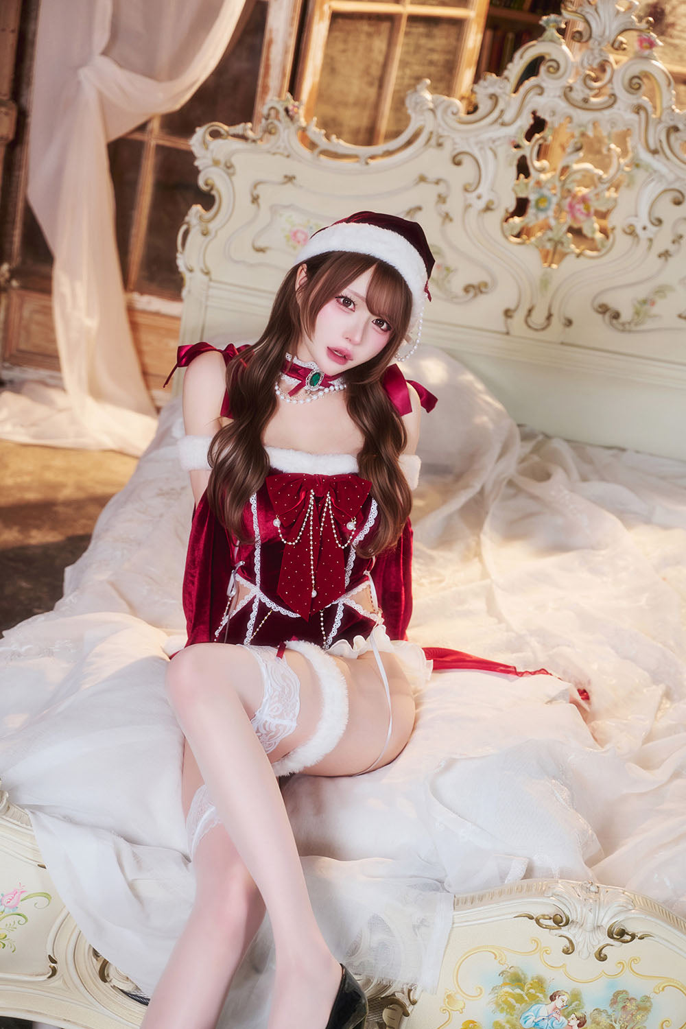 [New] コスプレ クリスマス ルミパピエ ルージュレオタードサンタ レディース フリーサイズ レッド 【クリアストーン】♡
