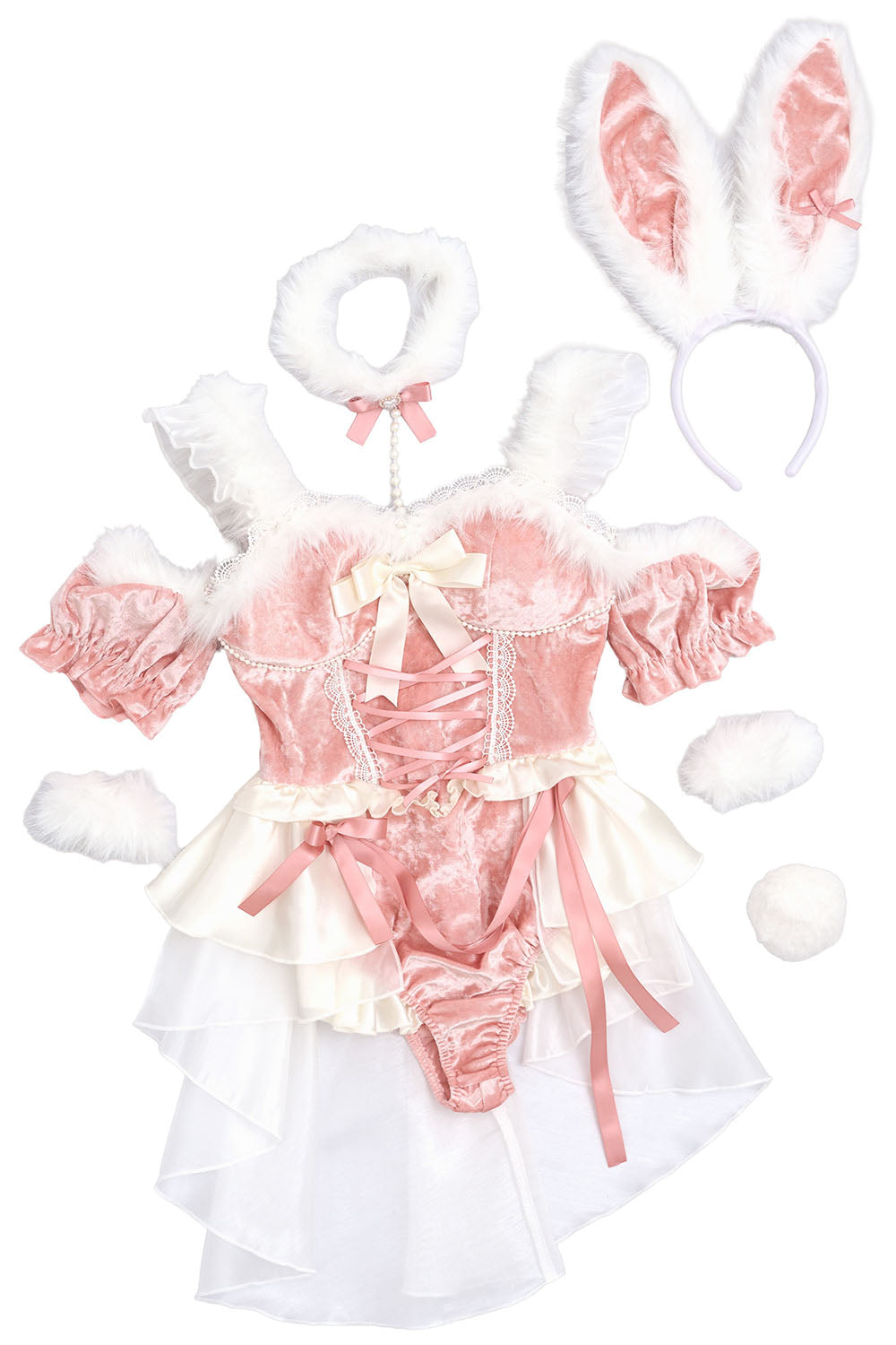 [New] コスプレ クリスマス ルミパピエ シャルムリボンバニー レディース フリーサイズ ピンク 【クリアストーン】♡