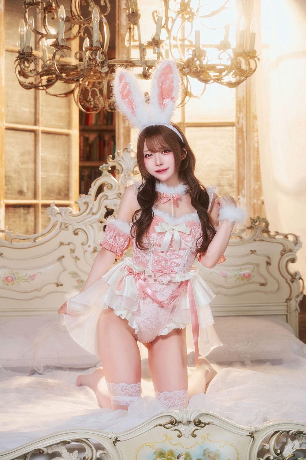 [New] コスプレ クリスマス ルミパピエ シャルムリボンバニー レディース フリーサイズ ピンク 【クリアストーン】♡