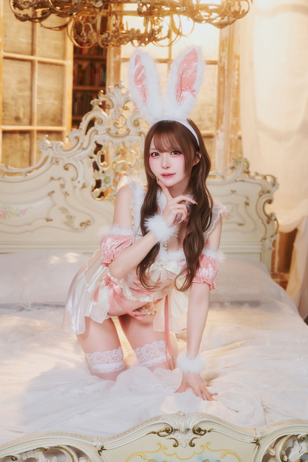 [New] コスプレ クリスマス ルミパピエ シャルムリボンバニー レディース フリーサイズ ピンク 【クリアストーン】♡