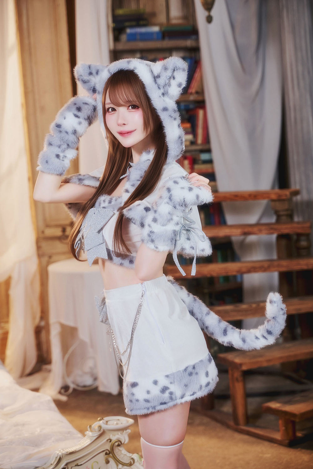 [New] コスプレ クリスマス ルミパピエ ホワイトレオパード レディース フリーサイズ ホワイト 【クリアストーン】♡