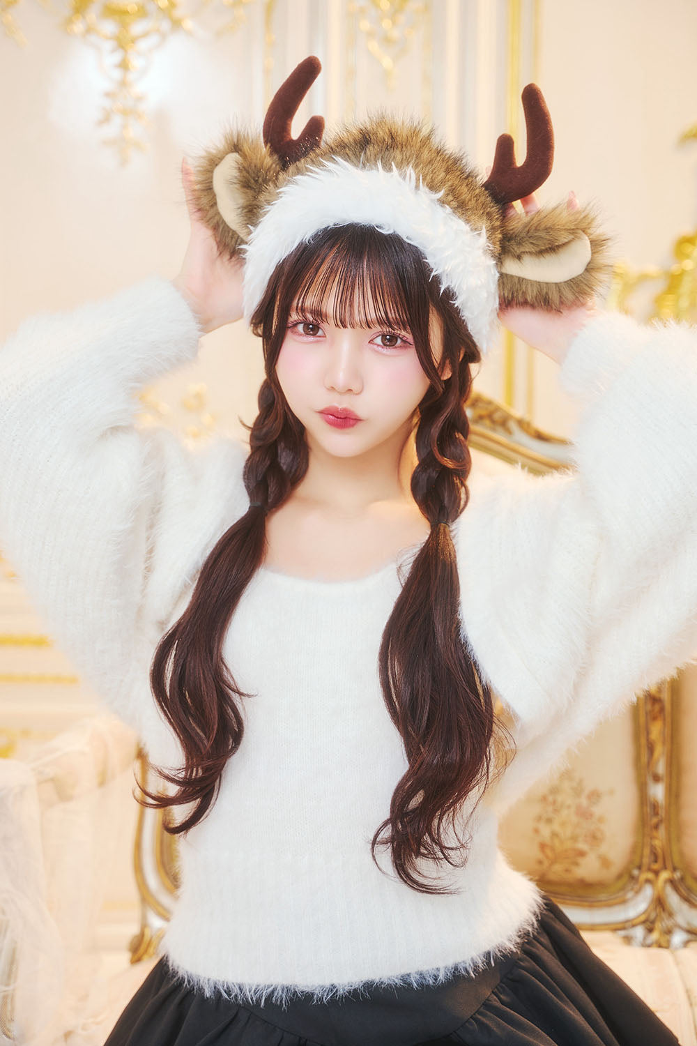 [New] コスプレ小物 クリスマス 帽子/カチューシャ ユニセックス フリーサイズ レッド/グリーン/ブラウン 【クリアストーン】