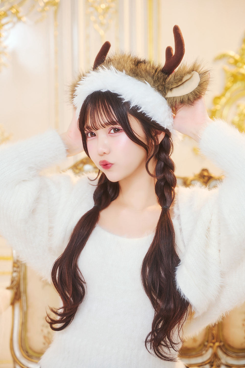 [New] コスプレ小物 クリスマス 帽子/カチューシャ ユニセックス フリーサイズ レッド/グリーン/ブラウン 【クリアストーン】