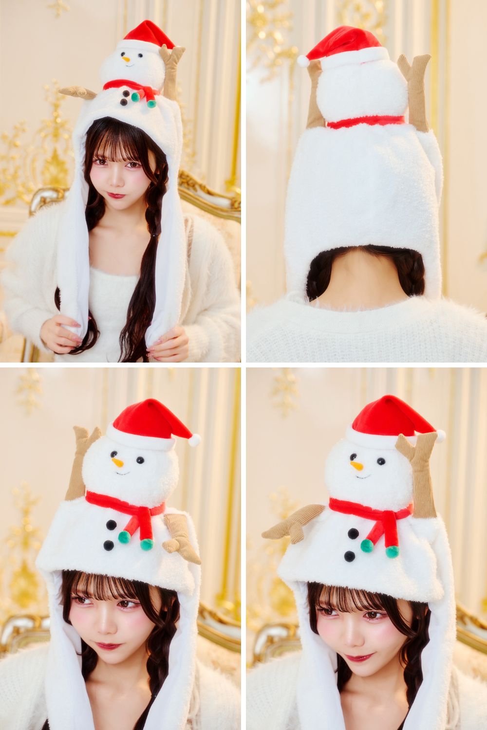 [NEW] コスプレ小物 クリスマス 帽子 雪だるま パタパタハット スノーマン ユニセックス ホワイト  【クリアストーン】
