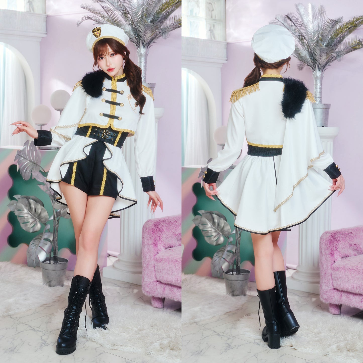 [New] コスプレ ルミパピエ ロイヤルポリス レディース フリーサイズ ホワイト 【クリアストーン】♡