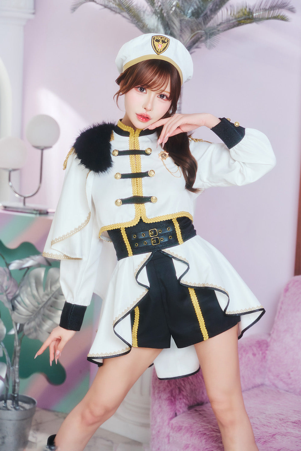 [New] コスプレ ルミパピエ ロイヤルポリス レディース フリーサイズ ホワイト 【クリアストーン】♡