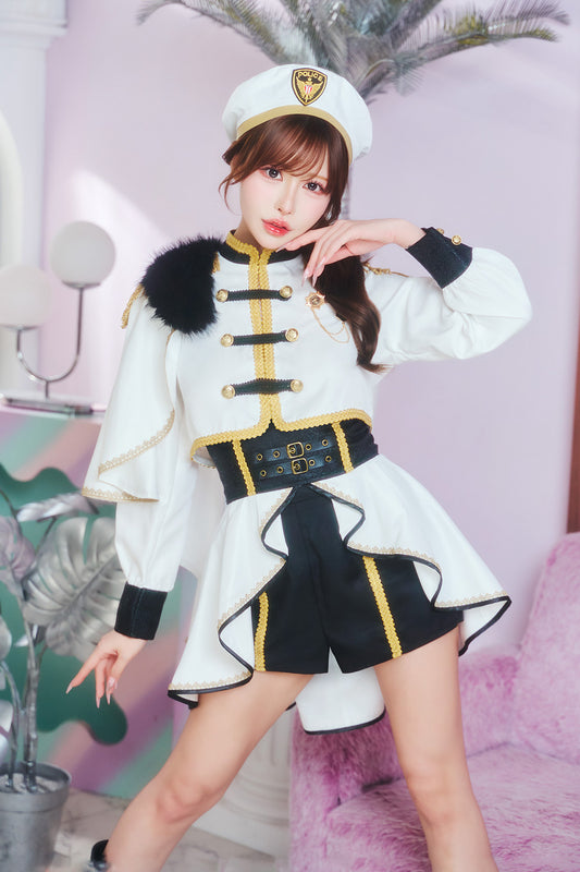 [New] コスプレ ルミパピエ ロイヤルポリス レディース フリーサイズ ホワイト 【クリアストーン】♡