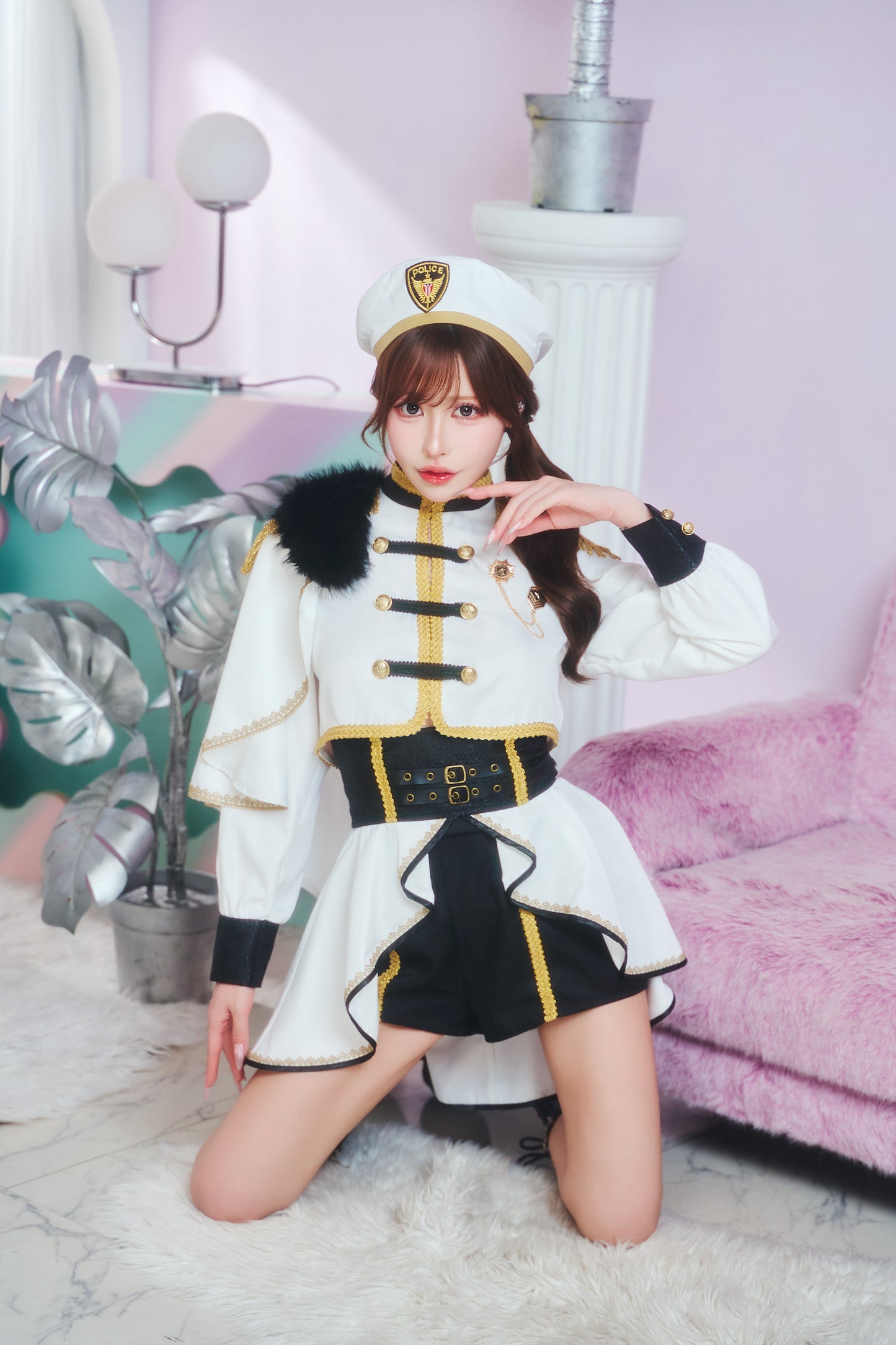 [New] コスプレ ルミパピエ ロイヤルポリス レディース フリーサイズ ホワイト 【クリアストーン】♡