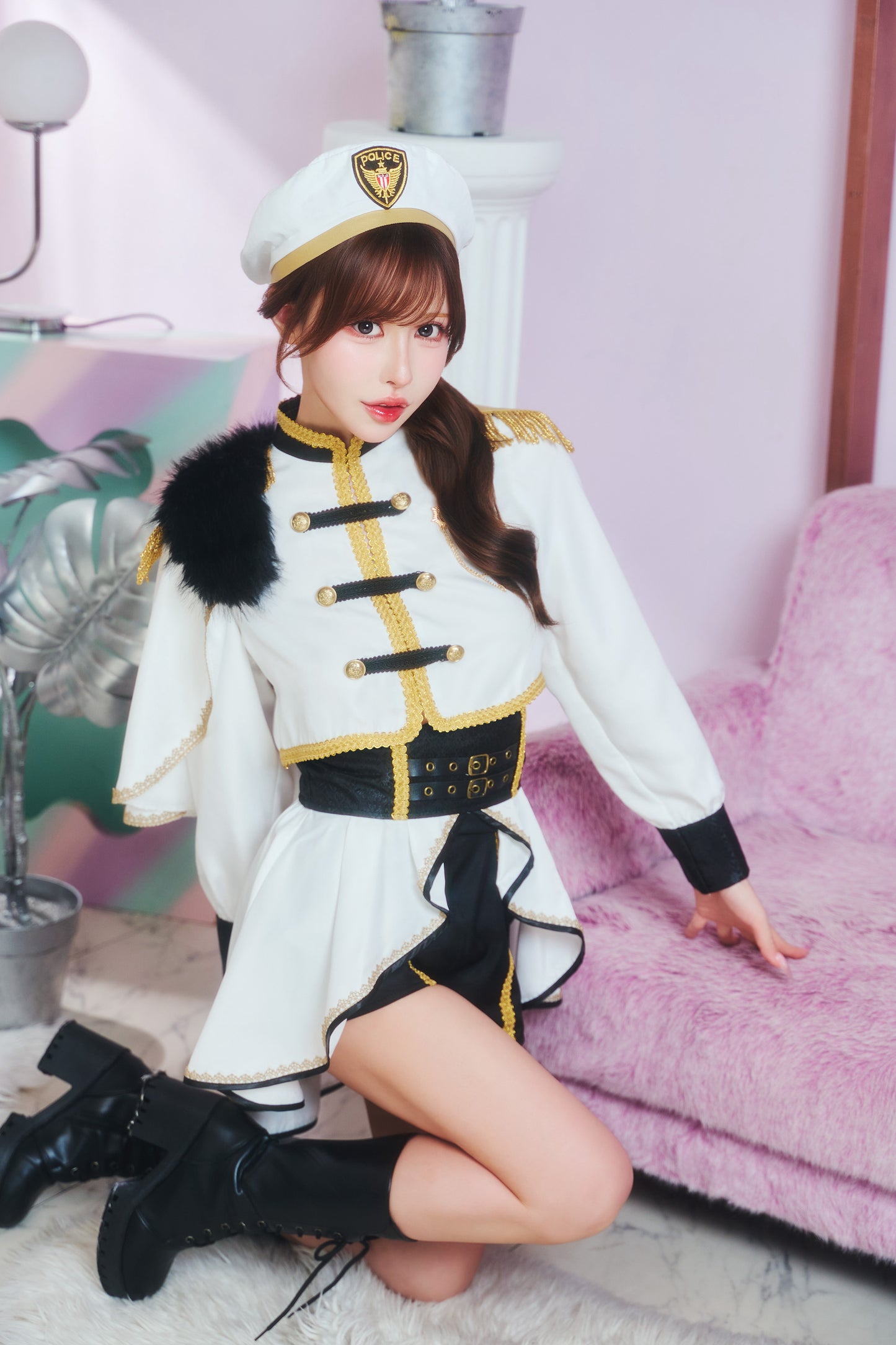 [New] コスプレ ルミパピエ ロイヤルポリス レディース フリーサイズ ホワイト 【クリアストーン】♡
