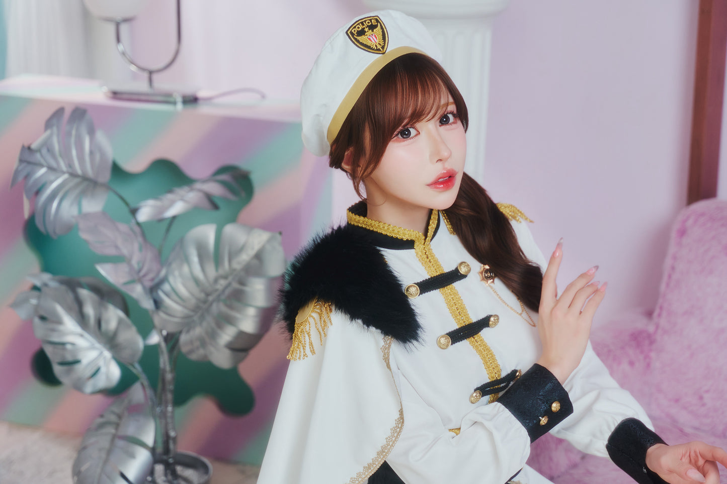 [New] コスプレ ルミパピエ ロイヤルポリス レディース フリーサイズ ホワイト 【クリアストーン】♡