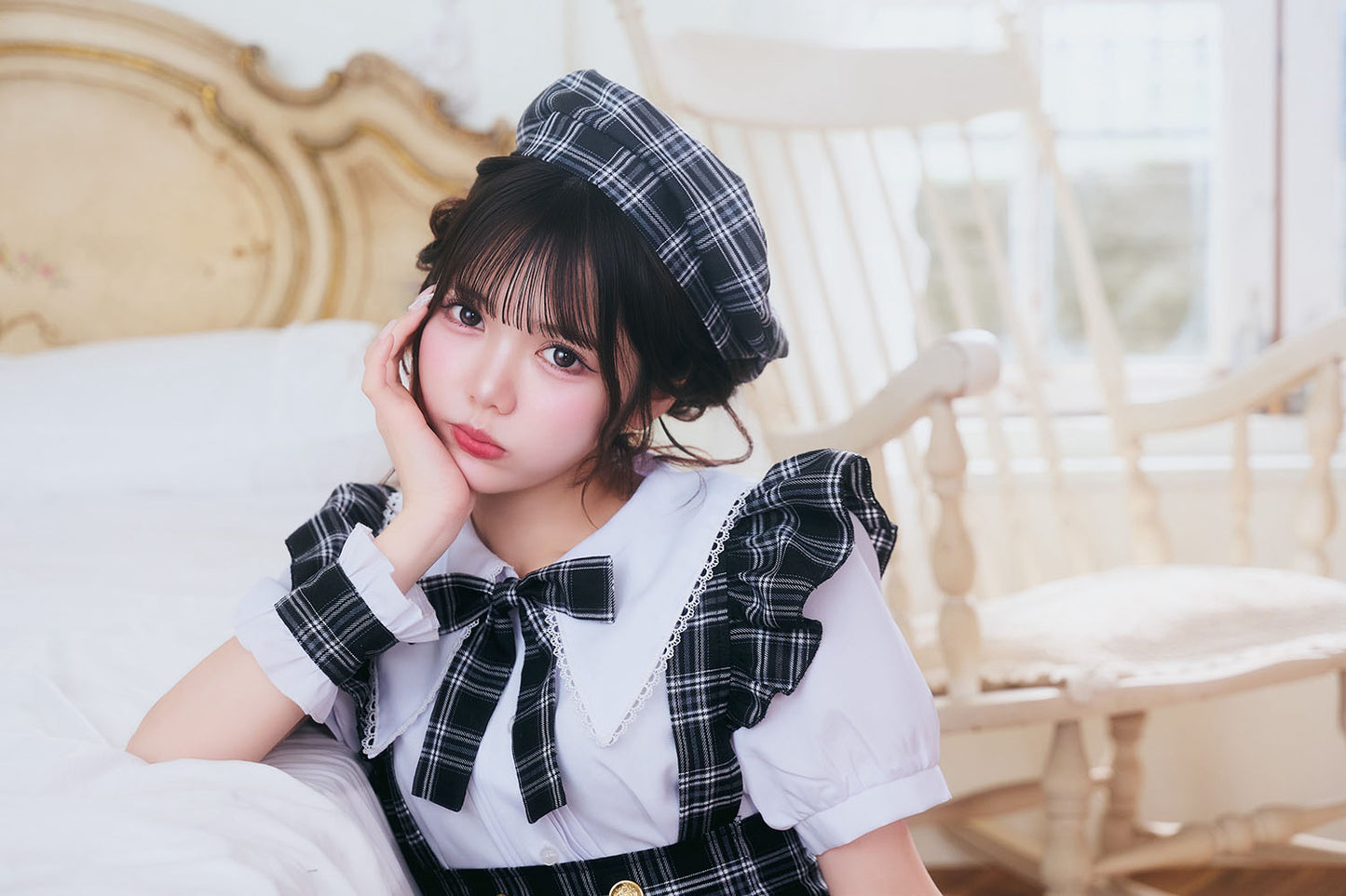 コスプレ ハロウィン メイド リリパレ アイドルチェックメイド レディース フリーサイズ レッド/ピンク/オレンジ/イエロー/ミント/ブルー/ネイビー/パープル/ホワイト/ブラック 【クリアストーン】♡