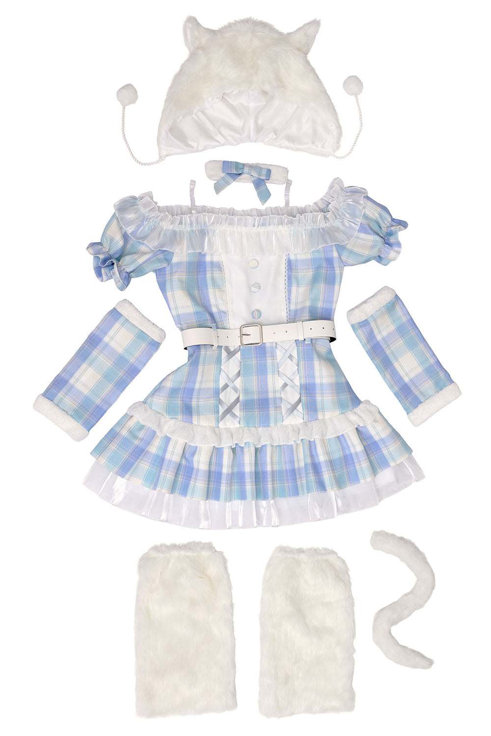 《JamsCollection着用》 コスプレ ねこ リリパレ ペリュシュキャット レディース フリーサイズ ピンク/ブルー  【クリアストーン】♡