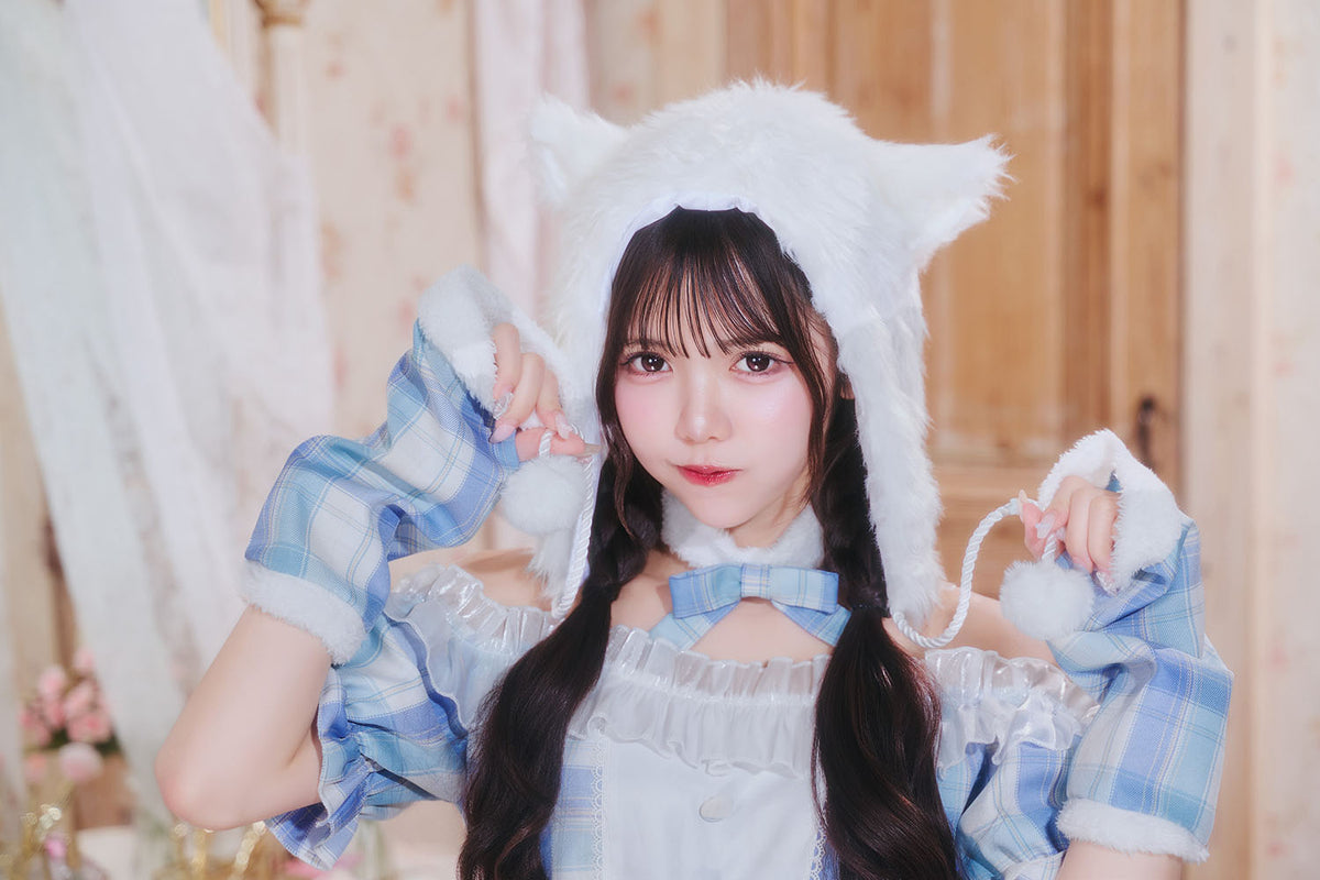 《JamsCollection着用》 コスプレ ねこ リリパレ ペリュシュキャット レディース フリーサイズ ピンク/ブルー  【クリアストーン】♡