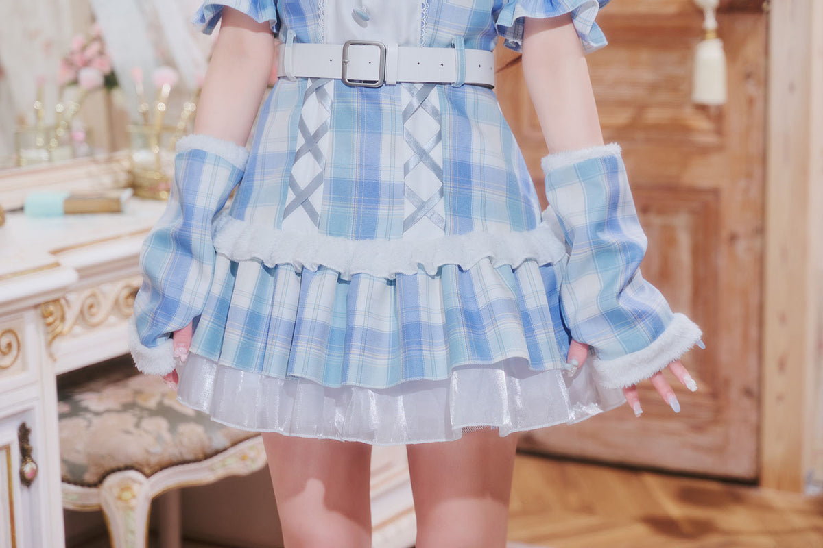 《JamsCollection着用》 コスプレ ねこ リリパレ ペリュシュキャット レディース フリーサイズ ピンク/ブルー  【クリアストーン】♡
