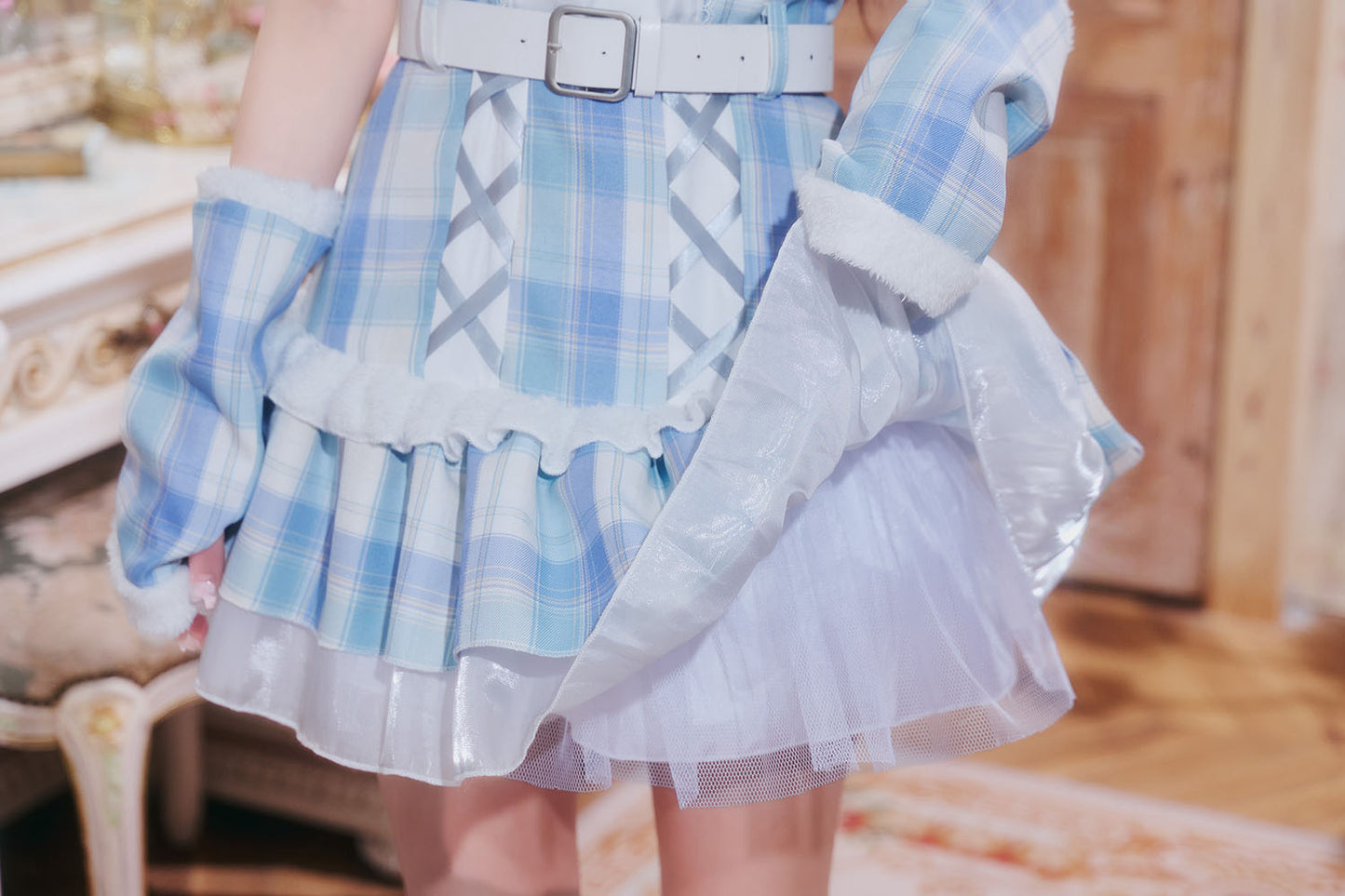《JamsCollection着用》 コスプレ ねこ リリパレ ペリュシュキャット レディース フリーサイズ ピンク/ブルー  【クリアストーン】♡