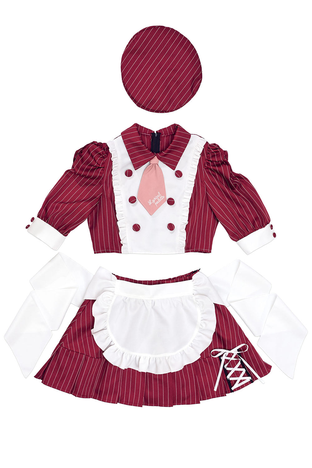 《JamsCollection着用》 コスプレ バレンタイン パティシエ メイド リリパレ パティシエールメイド レディース フリーサイズ ネイビー/レッド 【クリアストーン】♡