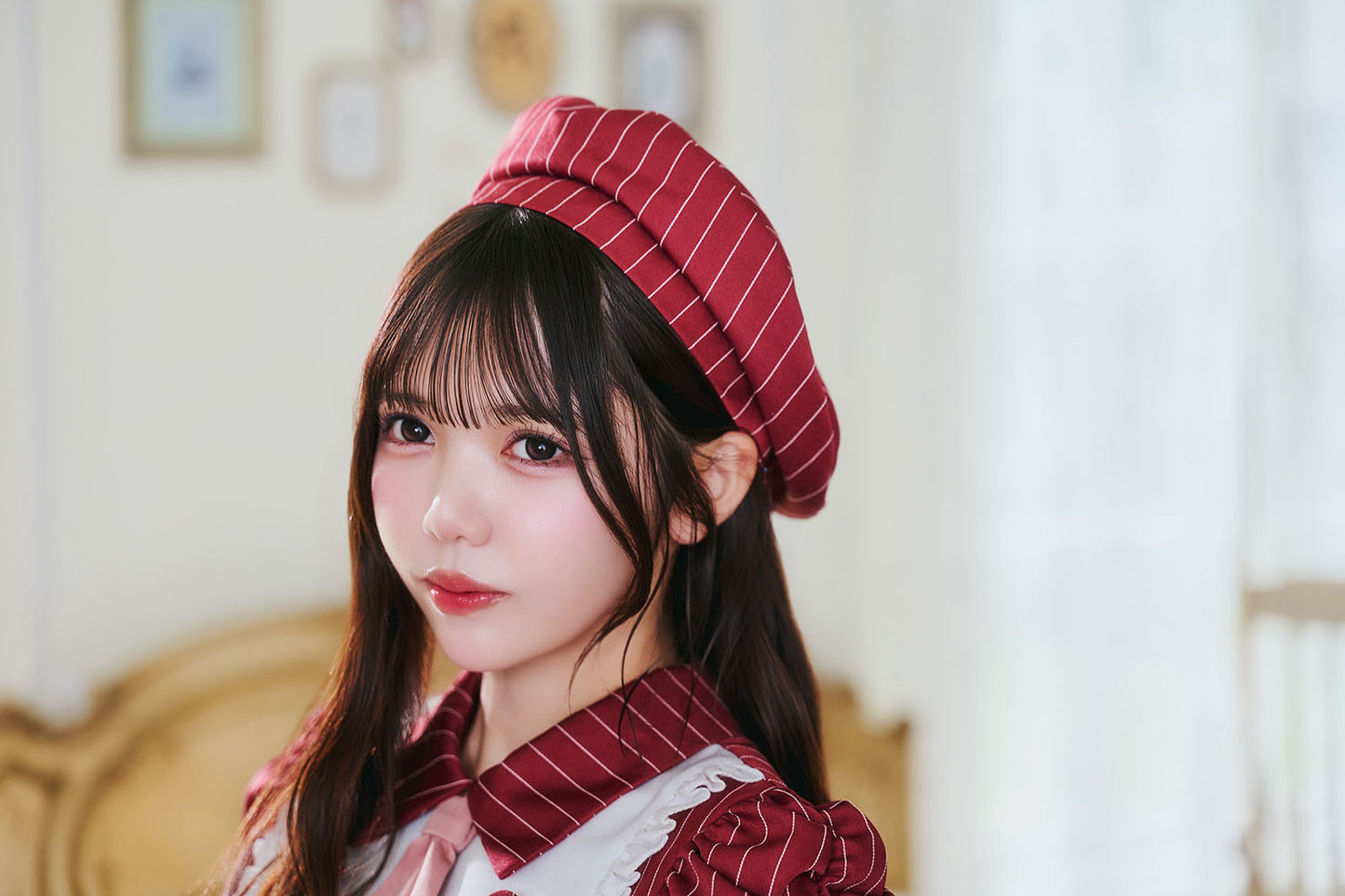 《JamsCollection着用》 コスプレ バレンタイン パティシエ メイド リリパレ パティシエールメイド レディース フリーサイズ ネイビー/レッド 【クリアストーン】♡