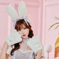 コスプレ うさぎ バニー ルミパピエ ドールバニー レディース フリーサイズ ピンク/グレー 【クリアストーン】♡