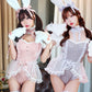 コスプレ うさぎ バニー ルミパピエ ドールバニー レディース フリーサイズ ピンク/グレー 【クリアストーン】♡