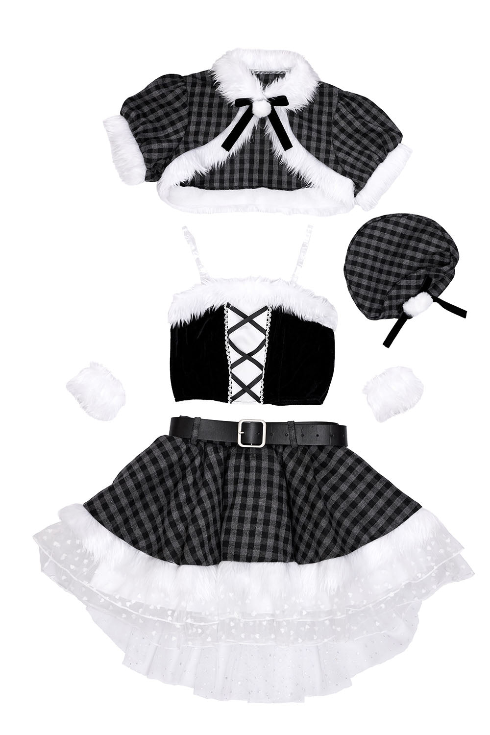 《JamsCollection着用》 コスプレ サンタ クリスマス リリパレ アイドルチェックサンタ レディース フリーサイズ レッド/ブラック 【クリアストーン】