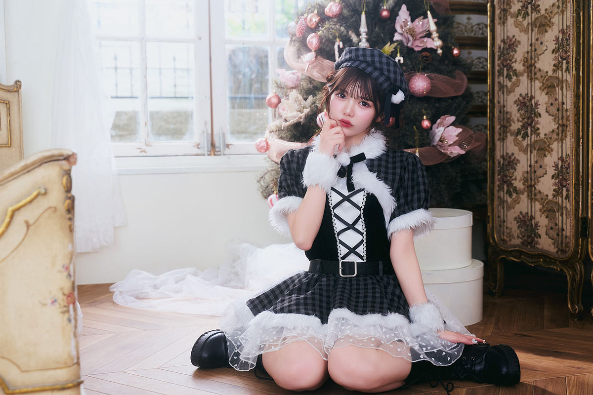 《JamsCollection着用》 コスプレ サンタ クリスマス リリパレ アイドルチェックサンタ レディース フリーサイズ レッド/ブラック 【クリアストーン】