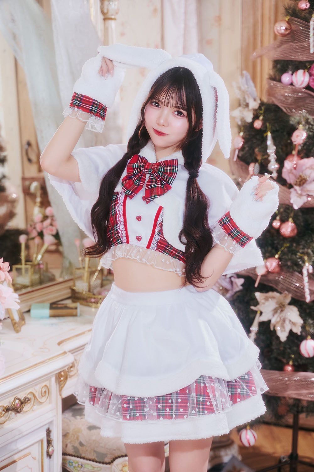 《JamsCollection着用》 コスプレ うさぎ クリスマス リリパレ スノーラビット レディース フリーサイズ ピンク/ブルー/ホワイト/レッド 【クリアストーン】♡