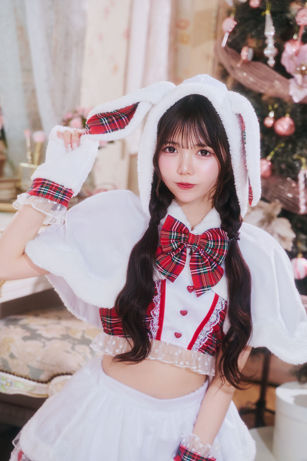 《JamsCollection着用》 コスプレ うさぎ クリスマス リリパレ スノーラビット レディース フリーサイズ ピンク/ブルー/ホワイト/レッド 【クリアストーン】♡