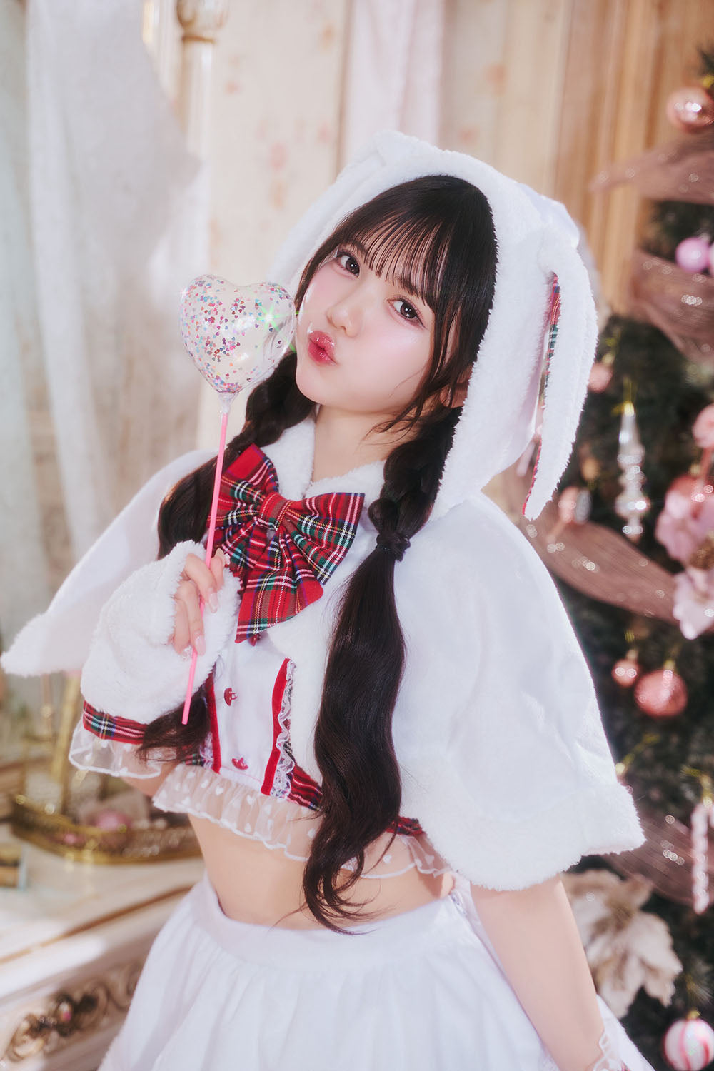 《JamsCollection着用》 コスプレ うさぎ クリスマス リリパレ スノーラビット レディース フリーサイズ ピンク/ブルー/ホワイト/レッド 【クリアストーン】♡
