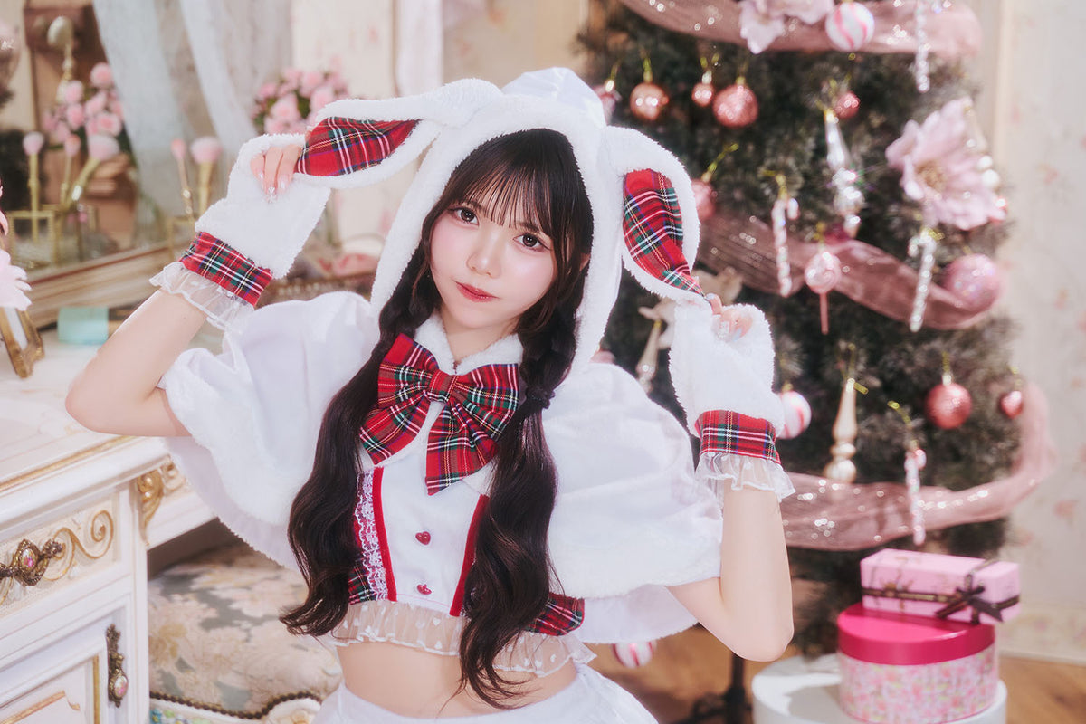 《JamsCollection着用》 コスプレ うさぎ クリスマス リリパレ スノーラビット レディース フリーサイズ ピンク/ブルー/ホワイト/レッド 【クリアストーン】♡