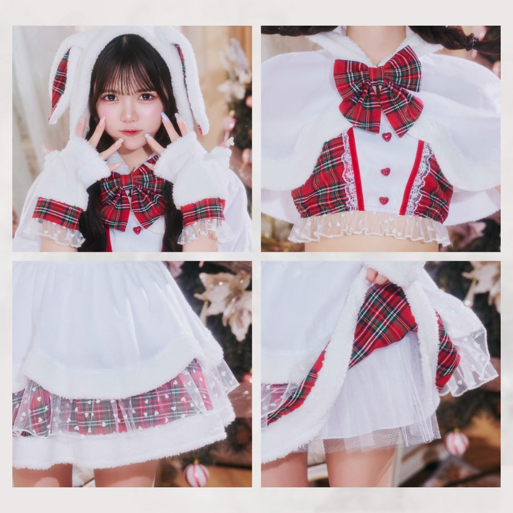 《JamsCollection着用》 コスプレ うさぎ クリスマス リリパレ スノーラビット レディース フリーサイズ ピンク/ブルー/ホワイト/レッド 【クリアストーン】♡