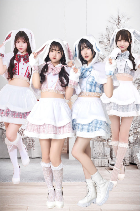 《JamsCollection着用》 コスプレ うさぎ クリスマス リリパレ スノーラビット レディース フリーサイズ ピンク/ブルー/ホワイト/レッド 【クリアストーン】♡