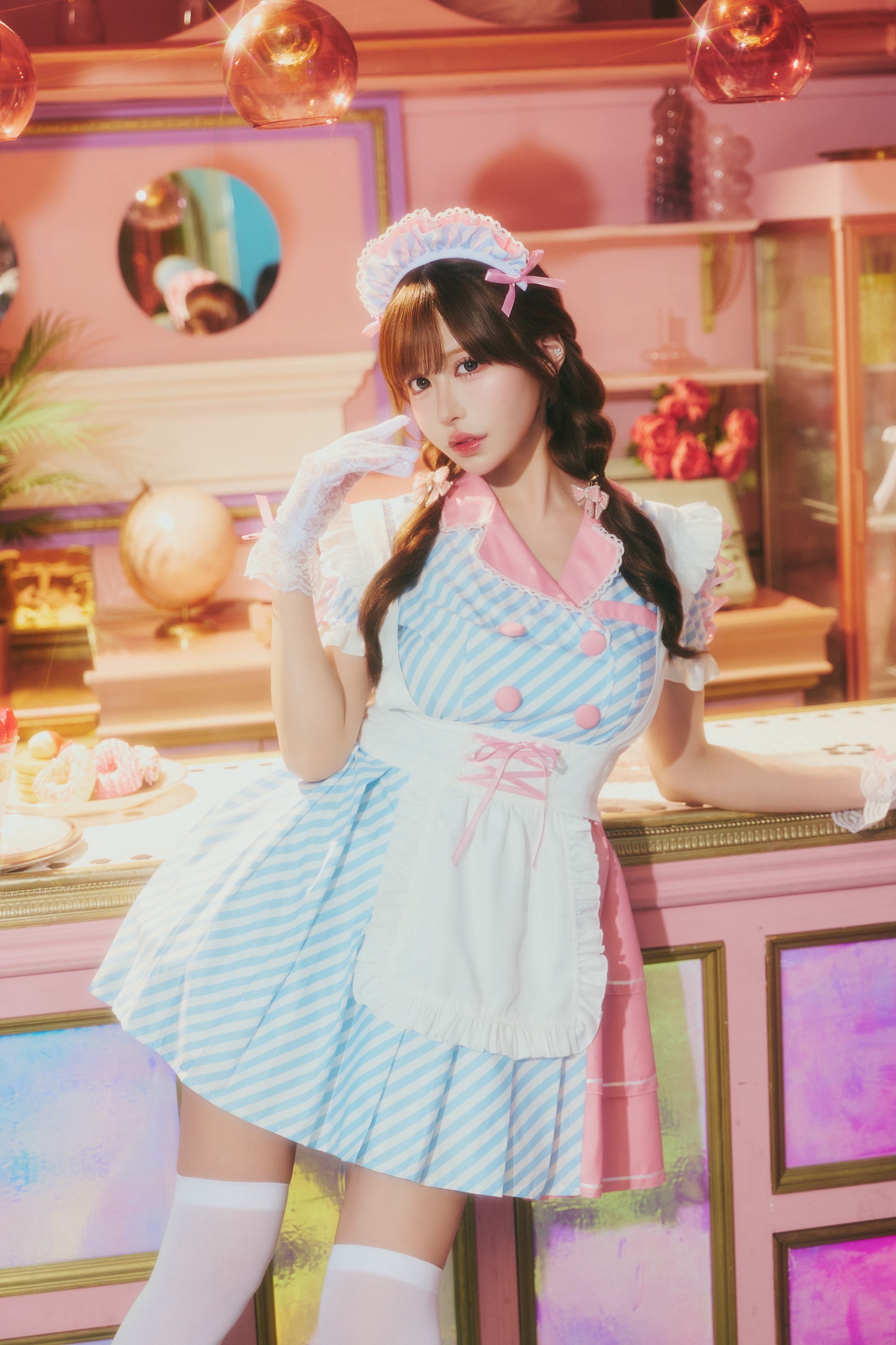 [New] コスプレ ダイナー ミルクシェイクダイナー レディース フリーサイズ ブルー【クリアストーン】♡