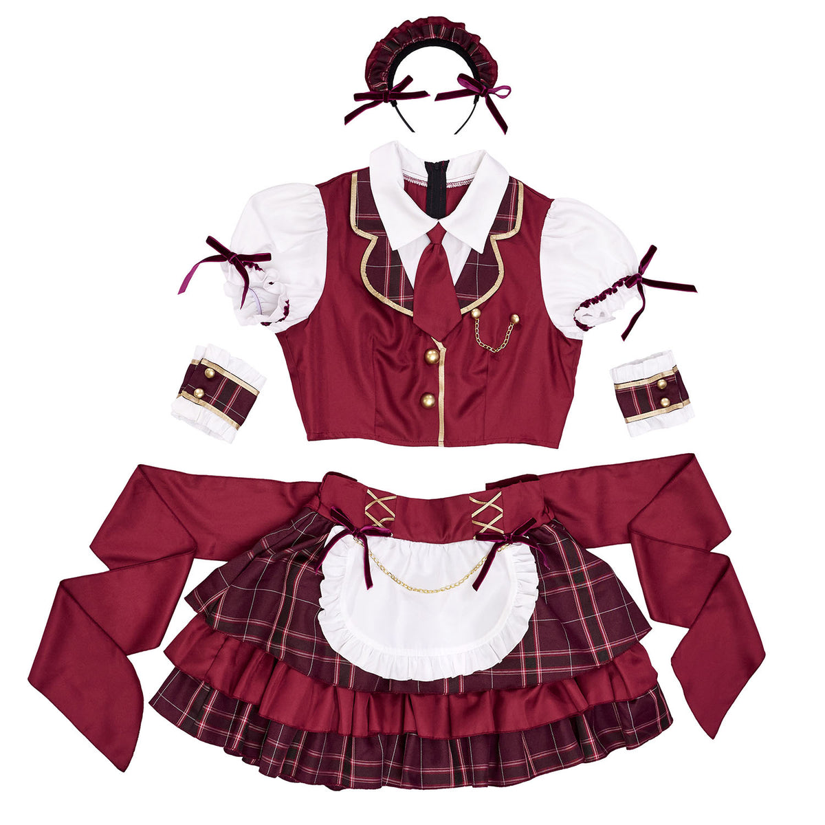 [New] 《JamsCollection着用》コスプレ リリパレ ワインルージュメイド レディース フリーサイズ レッド【クリアストーン】♡