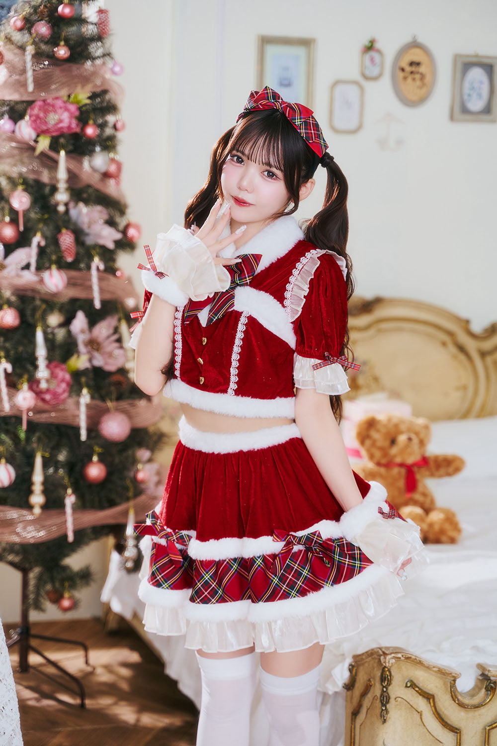 [NEW] 《JamsCollection着用》 コスプレ サンタ クリスマス リリパレ アイドルリボンサンタ/トナカイ レディース フリーサイズ レッド/ブラウン 【クリアストーン】
