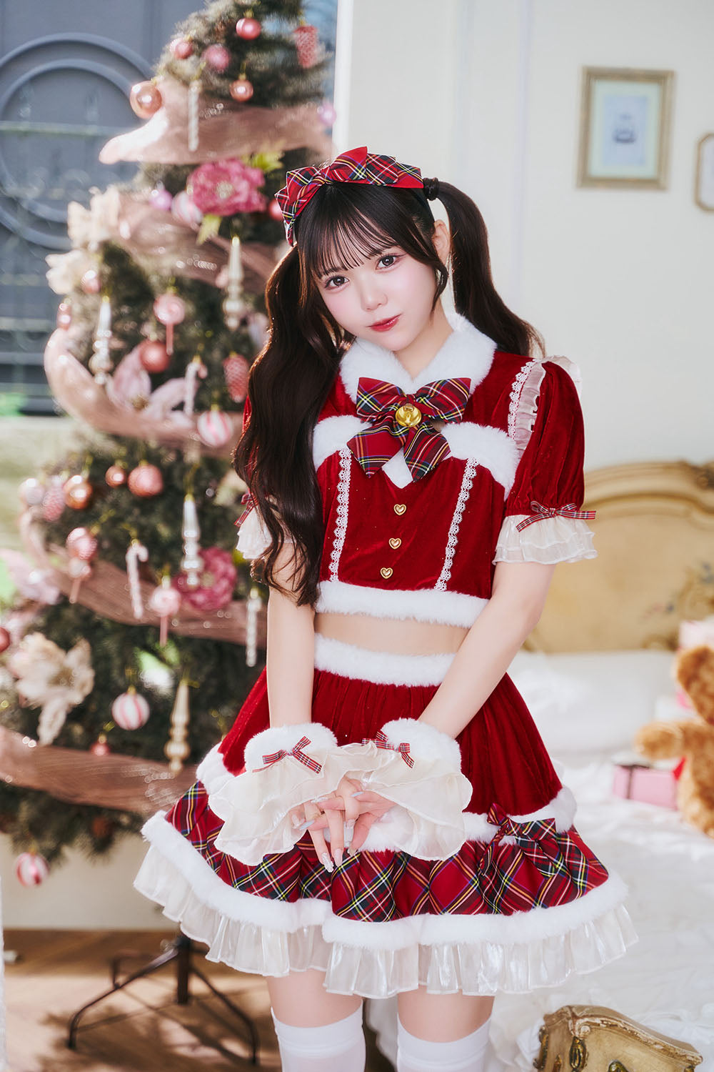 [NEW] 《JamsCollection着用》 コスプレ サンタ クリスマス リリパレ アイドルリボンサンタ/トナカイ レディース フリーサイズ レッド/ブラウン 【クリアストーン】