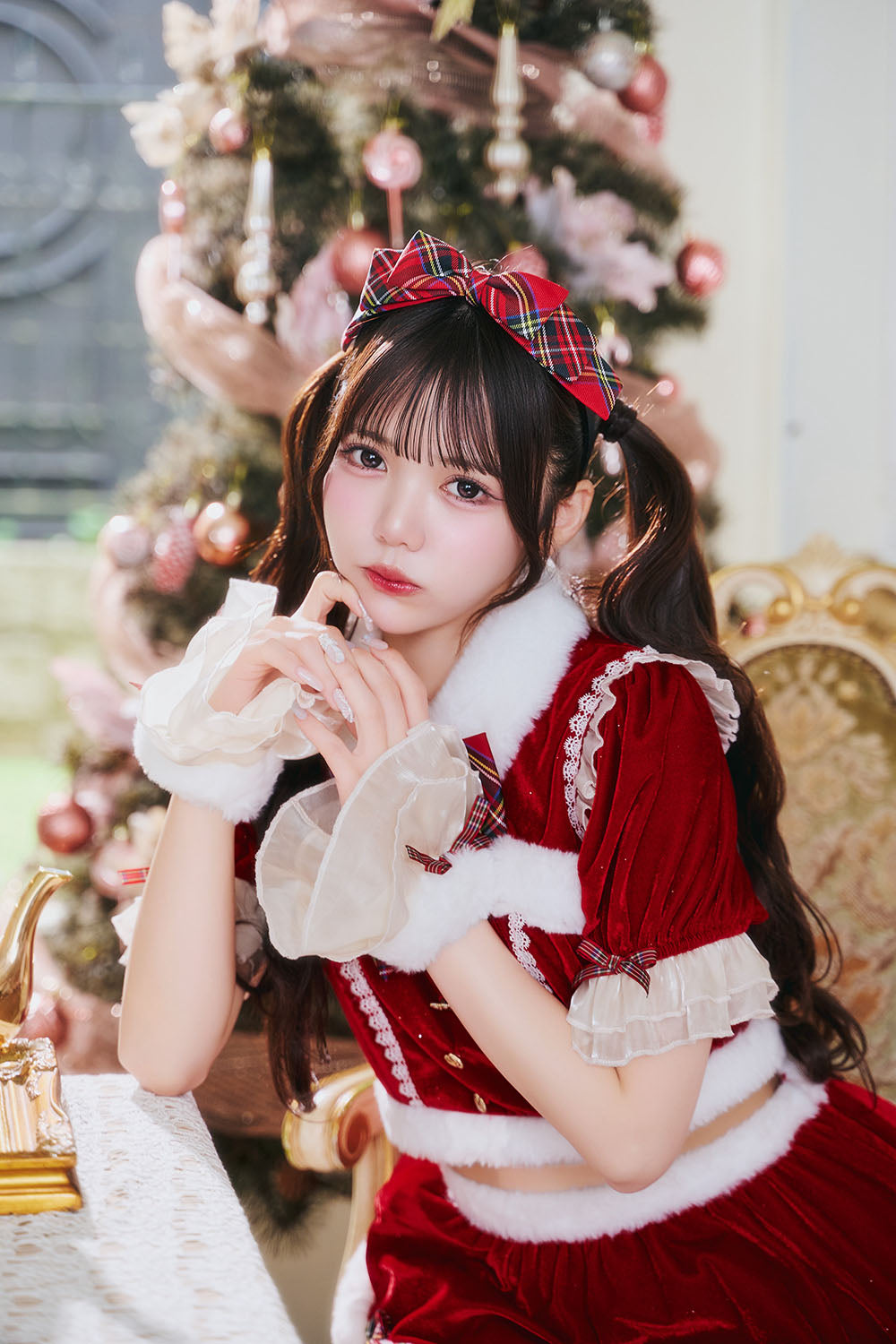[NEW] 《JamsCollection着用》 コスプレ サンタ クリスマス リリパレ アイドルリボンサンタ/トナカイ レディース フリーサイズ レッド/ブラウン 【クリアストーン】