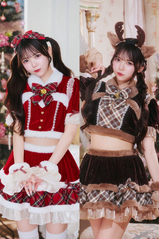 [NEW] 《JamsCollection着用》 コスプレ サンタ クリスマス リリパレ アイドルリボンサンタ/トナカイ レディース フリーサイズ レッド/ブラウン 【クリアストーン】