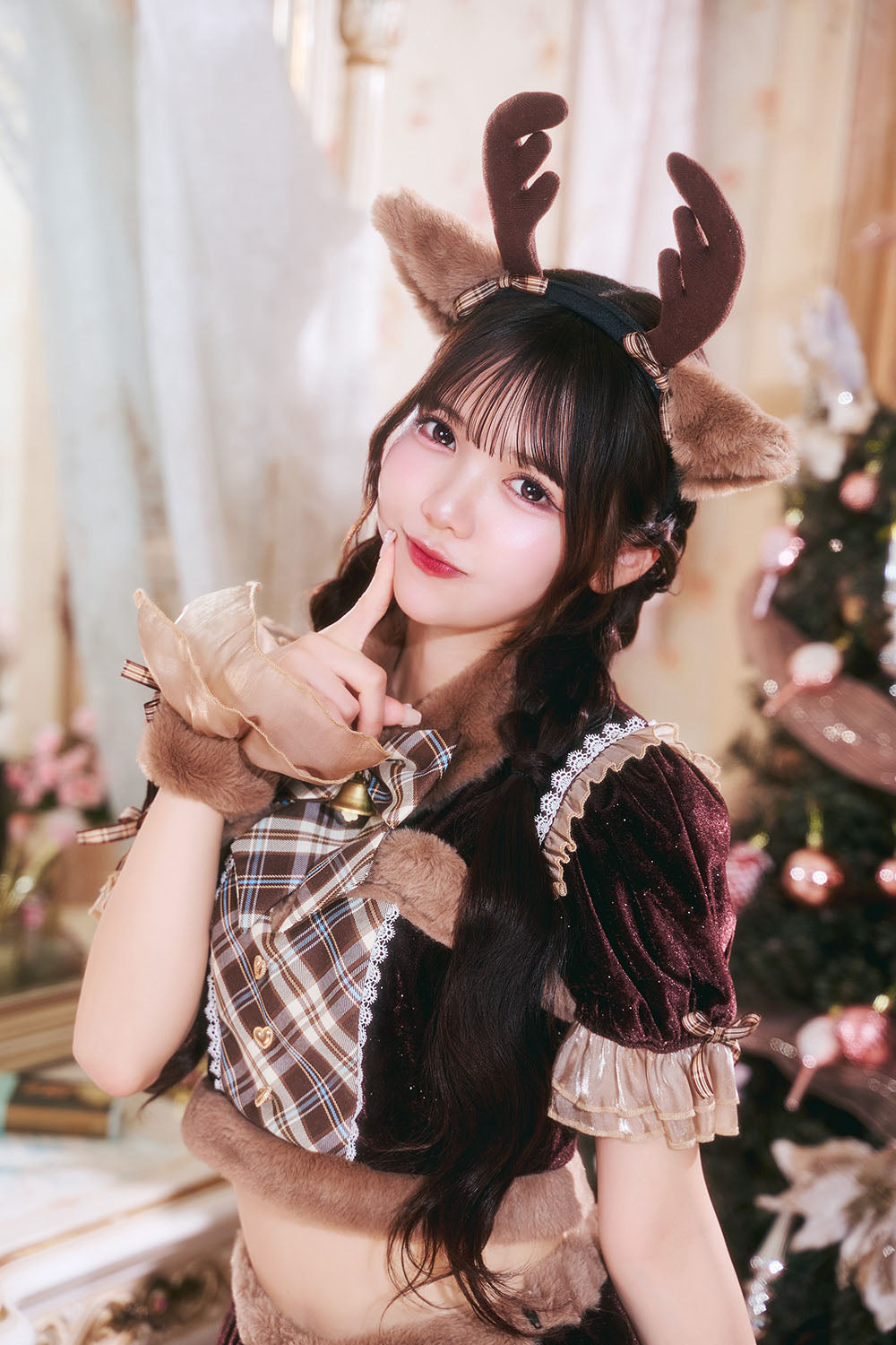 [NEW] 《JamsCollection着用》 コスプレ サンタ クリスマス リリパレ アイドルリボンサンタ/トナカイ レディース フリーサイズ レッド/ブラウン 【クリアストーン】