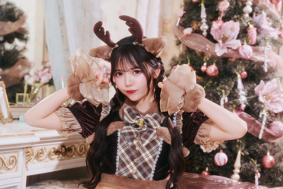 [NEW] 《JamsCollection着用》 コスプレ サンタ クリスマス リリパレ アイドルリボンサンタ/トナカイ レディース フリーサイズ レッド/ブラウン 【クリアストーン】