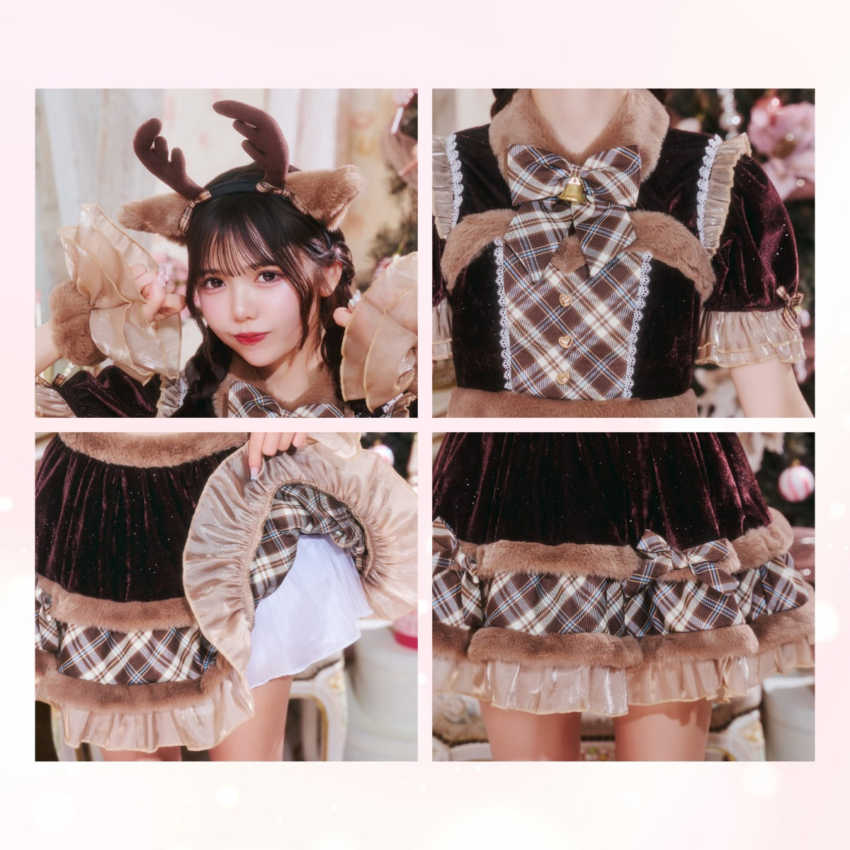 [NEW] 《JamsCollection着用》 コスプレ サンタ クリスマス リリパレ アイドルリボンサンタ/トナカイ レディース フリーサイズ レッド/ブラウン 【クリアストーン】