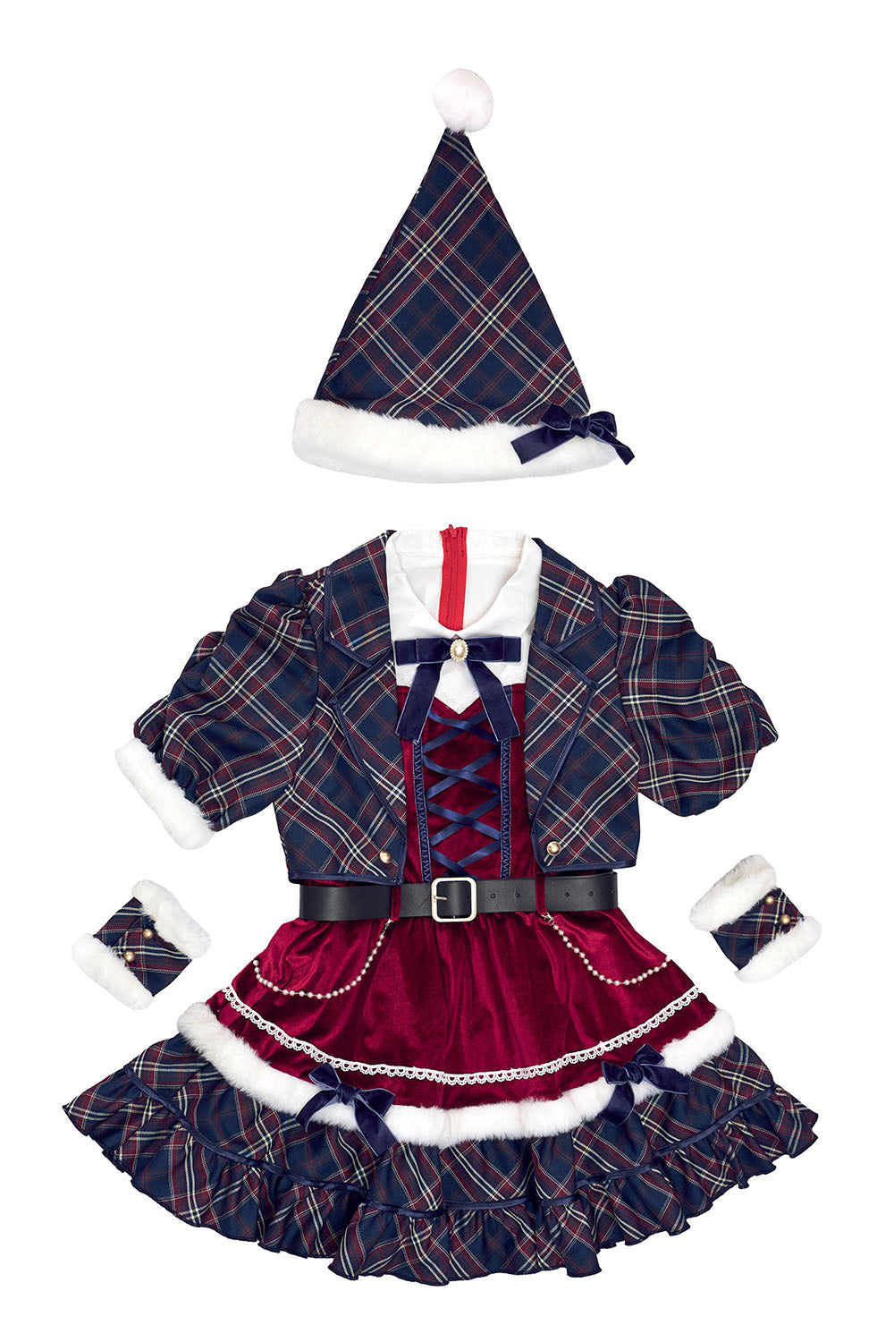 [NEW] 《JamsCollection着用》 コスプレ サンタ クリスマス リリパレ アイドルジャケットサンタ レディース フリーサイズ ネイビー 【クリアストーン】