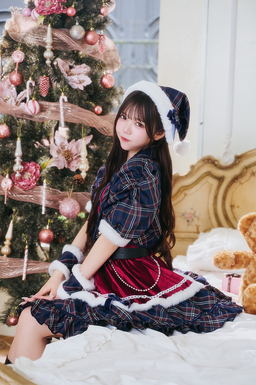 [NEW] 《JamsCollection着用》 コスプレ サンタ クリスマス リリパレ アイドルジャケットサンタ レディース フリーサイズ ネイビー 【クリアストーン】