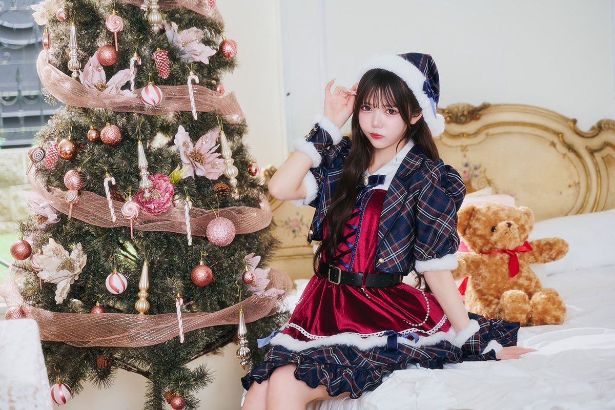 [NEW] 《JamsCollection着用》 コスプレ サンタ クリスマス リリパレ アイドルジャケットサンタ レディース フリーサイズ ネイビー 【クリアストーン】