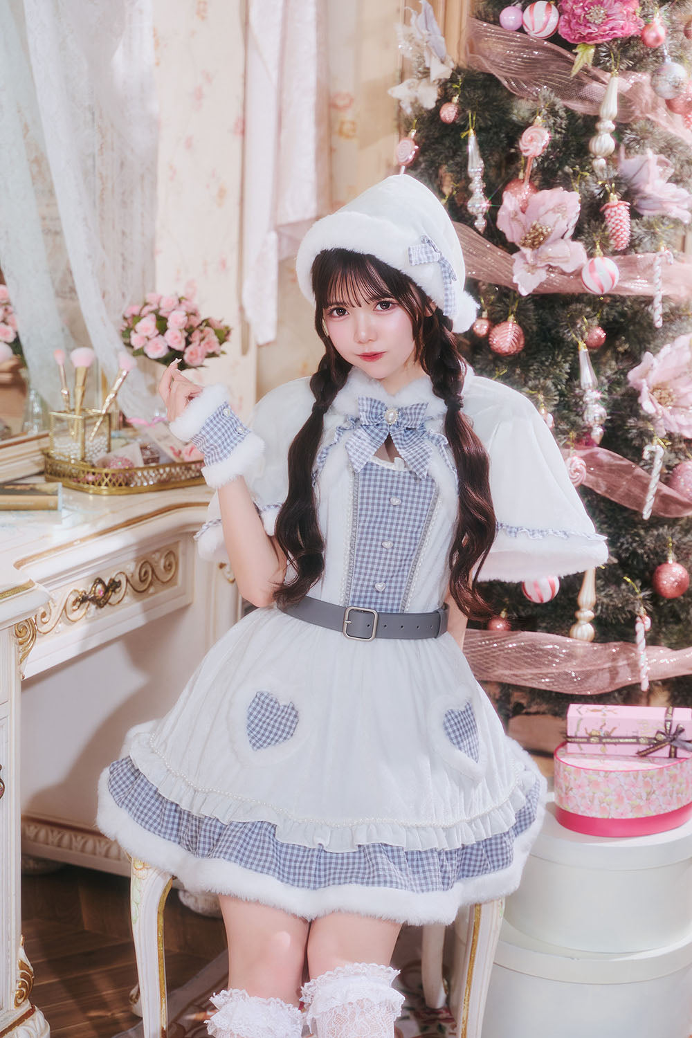 [NEW] 《JamsCollection着用》 コスプレ サンタ クリスマス リリパレ ハートケープサンタ レディース フリーサイズ ホワイト 【クリアストーン】