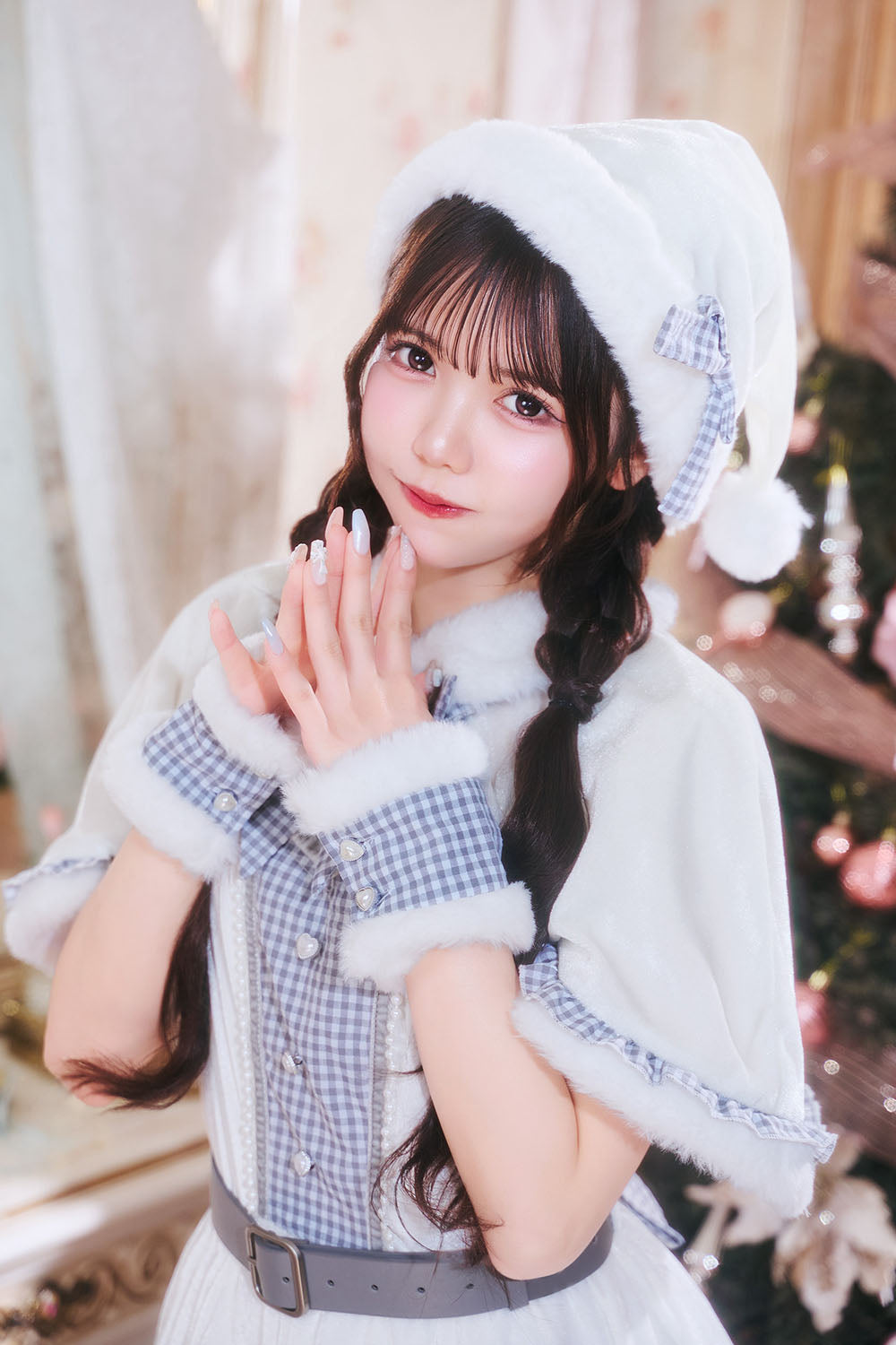 [NEW] 《JamsCollection着用》 コスプレ サンタ クリスマス リリパレ ハートケープサンタ レディース フリーサイズ ホワイト 【クリアストーン】