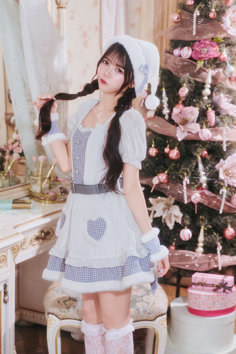 [NEW] 《JamsCollection着用》 コスプレ サンタ クリスマス リリパレ ハートケープサンタ レディース フリーサイズ ホワイト 【クリアストーン】